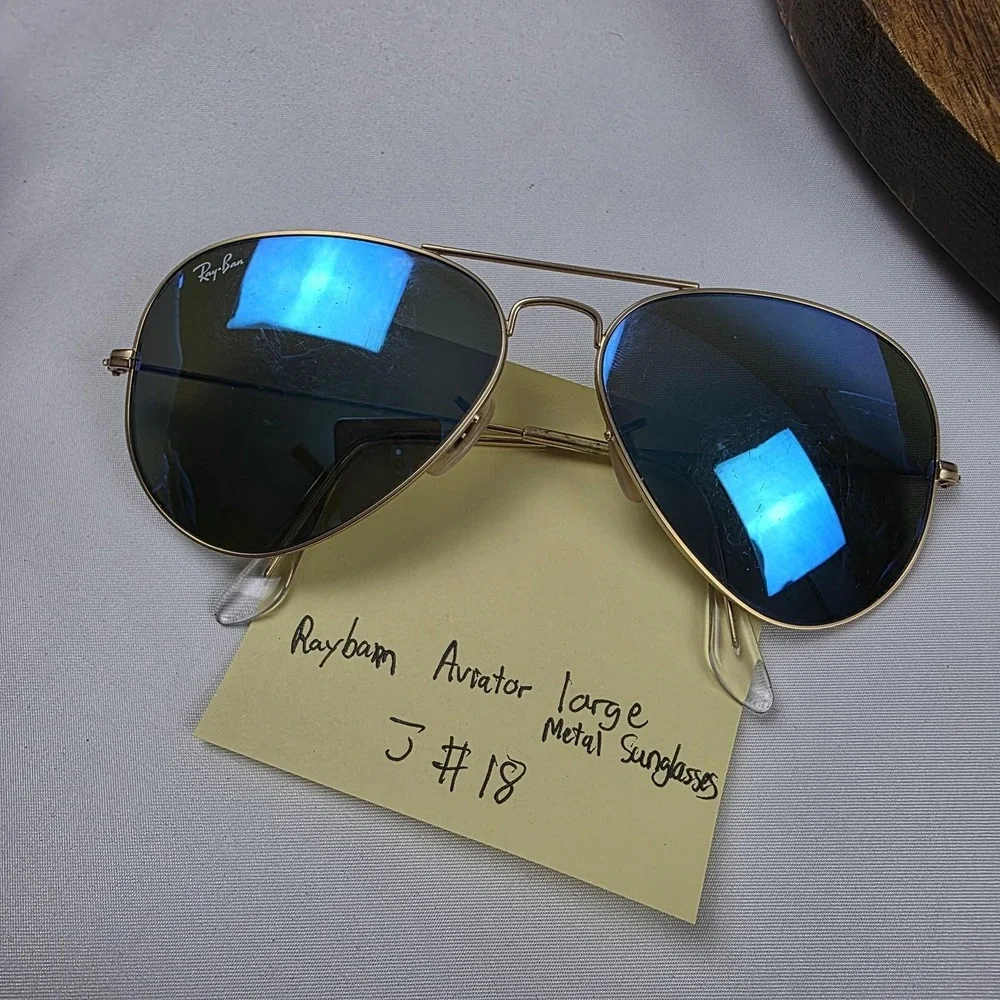 Ray-Ban RB3025 Sunglasses Mens 58-14 Gold Blue Mirrored Aviator Metal Italy